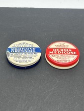 2 Antique Sample Anesthetic Ointment Tin Advertisement Containers Medicone Salve picture
