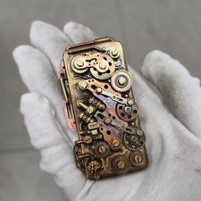 ZORRO Steampunk Vintage Brass Pocket Lighter Train Gear Skull Heavy Duty Gift... picture