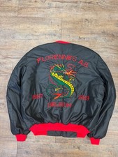 Vintage 1980's German Belguim Florennes Military Souvenir Jacket Black Sz: L picture
