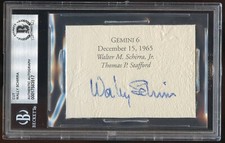 Wally Schirra d2007 signed autograph 3x4 cut Astronaut Gemini 6 BAS Slabbed picture