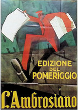 Art Deco Paper Boy Excised Mini Book Print L'Ambrosiano Edizione Pomeriggio picture
