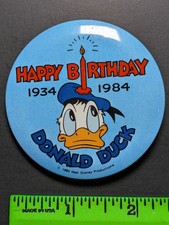 Vintage 1984 Donald Duck Birthday Pinback Pin picture