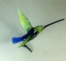 Hand blown glass animal Hummingbird Yellow murano style figurine ornament 4.8