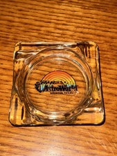 Vintage ASTROWORLD Glass Ashtray Souvenir Houston Texas Rainbow Stars picture
