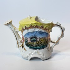 GENERAL KNOX - THOMASTON- MAINE ME Antique Souvenir China TRINKET Gold TEAPOT picture