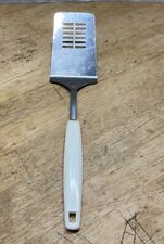 Vintage Foley USA Slotted Spatula With White Plastic Handle picture