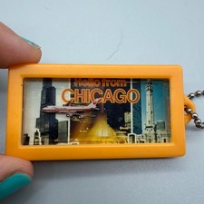 Vintage Hello from CHICAGO Keychain Plane “moves” Souvenir   picture