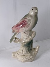 VTG Mid Century Pink Green Ceramic Bird Figurine Statue MCM Art Pottery Decor picture