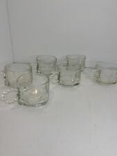 Vintage Hazel Atlas Orchard Punch Bowl Cups Square Bottom Clear Glass Lot Of 6 picture