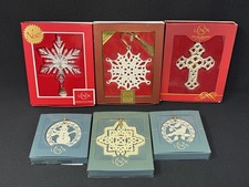 6 LENOX Ornaments in Boxes Snowflake Fantasie Yuletide Elsa's Florentine Cross picture