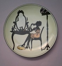 Noritake Art Deco Plate 7.5 inch - Silhouette of Lady Sitting at Dressing Table picture