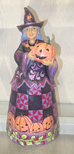 Halloween Witch Holding Jack-O-Lantern Pumpkin Figurine Hand Painted Resin picture