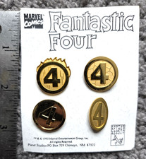 VTG NEW 1995 PLANET STUDIOS MARVEL COMICS FANTASTIC FOUR SET PINs PINBACK LAPEL picture