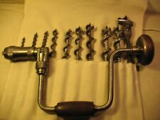 Hand Auger Brace Drill USA Millers Falls + Holder & Bits See Pictures More Inf picture