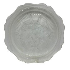 VTG Jeanette Glass Iris & Herringbone Clear Depression Dinner Plate 9 3/8 AS IS picture