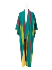 Japanese Silk Blend Geometric Kimono – Striped Front, Color Block Lining picture