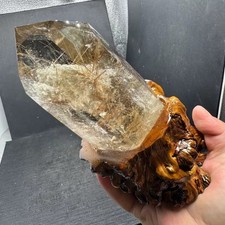 A++820G Natural Rutilated Quartz Obelisk Crystals Energy Tower Point Wand+stand picture