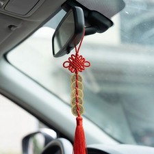 Chinese 5 Coins Hanging Tassel Pendant Car Rearview Mirror Ornament Home Decor picture