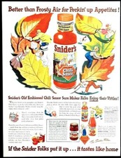 Snider's chili sauce ad Vintage 1944 autumn leaves original advertisement  picture