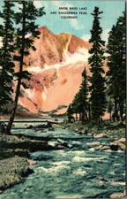 Vintage Postcard Snow Mass Lake Hagerman Peak Colorado Mountains Linen Style picture