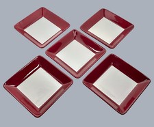 5 Pampered Chef Simple Additions Salad Plates Cranberry and White picture