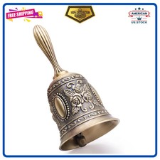 DomeStar Vintage Brass Hand Bell Loud Call Bell for Bedside Dinner Wedding Party picture