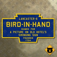 Bird-in-Hand Pennsylvania keystone marker city limit boundary sign 25x14 picture