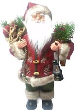 Vintage Santa Claus With Toy Bag Holding Lantern 12 inch Christmas Figure picture