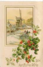 Antique Postcard With Best Christmas Wishes Embossed Unposted 1907-1915 picture