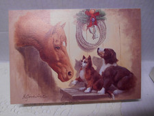 4 VTG Leanin Tree Western Christmas Greeting Cards Hildred Goodwine SANTA WHO? picture
