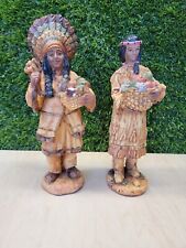  Vtg Native American Indian Couple Thanksgiving Harvest Figurines 10