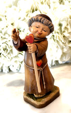 ANRI Ferrandiz Italy Genuine Wood Carving THE FRIAR Boy Monk Heart Blessing 6” picture