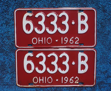 1962 OHIO License Plate Plates PAIR / SET picture