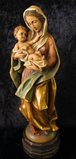 VINTAGE ANRI STYLE HAND-CARVED WOODEN MADONNA AND CHILD REGENSBURG STATUE picture