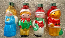 VINTAGE 1980S CHRISTMAS GLASS LIGHT COVERS SET OF 4 ORIGINAL BOXES (LOT 9) picture