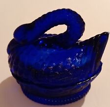 Rare Cobalt Blue Glass Swan Candy/Trinket Dish. picture