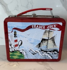 TRADER JOE'S Metal Lunch Box W/THERMOS+UTENSILS -  LMTD ED  Never Used 2008/09 picture
