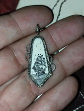 Rare Vintage Signed Navajo JK Julius Keyonnie Scrimshaw Clipper Ship Silver WOW picture