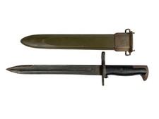 WWll US M1 GARAND BAYONET OL 1943 CUT W/ SCABBARD % picture