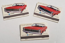 Vtg 3 mid-1960s Wide Matchbooks - PLYMOUTH FURY Chrysler Cars, Barracuda, NEW picture