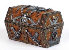 PT Pirate Chest Hand Painted Resin Trinket Box picture