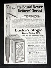 1911 OLD MAGAZINE PRINT AD, LUCKES STOGIE CIGAR, ITS EQUAL NEVER BEFORE OFFERED picture