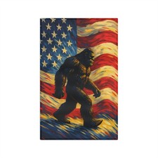 Sasquatch Silhouette Microfiber Tea Towel | American Flag Background picture
