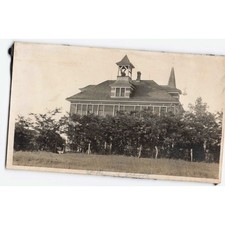 RPPC St. Helens School Building Bell Tower Steeple c1910 Real Photo Postcard picture