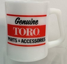 Vintage Genuine TORO Parts & Accessories Milk Glass Advertising Coffee Mug Cup picture