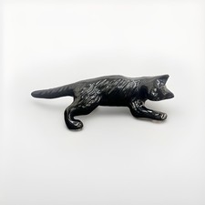 Vintage MCM Camark Pottery Black Cat Figurine Prowling Green Eyes Rare Label 106 picture