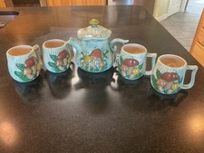vintage Arnel's MCM mushroom coffee pot and 4 mugs picture