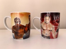 2x 2010 WWE Ceramic Coffee Mug Official Wrestling John Cena Rey Mysterio picture