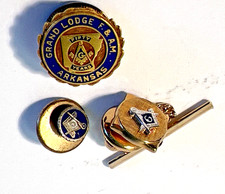 Arkansas Mason 50 Year Member Award Pin Grand lLodge 1/10 14k GF + 2 Other Pins picture