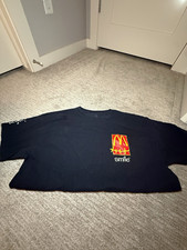 McDonald's Black Smile Logo T-Shirt w/ Travis Scott Cactus Jack Logo SZ L picture